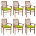 moobody 6 Piece Patio Chairs with Seat Cushion Teak Wood Outdoor Dining Chair Set Wooden Armchairs for Garden Balcony Backyard Furniture 24.4 x 22.2 x 37 Inches (W x D x H)