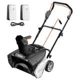 Litheli 2X20V Cordless Snow Blower 20-inch Snow Thrower with 4.0Ah Battery Electric Snow Blowers with LED Spotlight and Brushless Motor for Walkways and Driveways Single-Stage