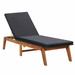 moobody Outdoor Sun Lounger with Cushion and Backrest Adjustable Chaise Lounge Chair Black Poly Rattan Acacia Wood for Poolside Patio Balcony Garden 78.7 x 23.6 x (13.4-33.9) Inches (L x W x H)