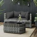 moobody 3 Piece Outdoor Patio Furniture Set 2 Corner Sofa with Seat Cushions and Pillows Sectional Set with Glass Top Coffee Table Rattan Conversation Set for Garden Deck Poolside Backyard