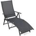 Folding Chaise Lounge Chairs for Outside Patio Lounge Chair with 6-Position Adjustable Backrest Breathable Textile Fabric Lawn Chairs for Beach Yard Pool Patio Grey