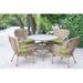 5 Piece Windsor Honey Wicker Dining Set Green Cushion