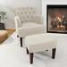 Accent Chair with Ottoman 28.4 Wide Tufted Armchair and Ottoman for Bedroom Living Room Beige 1 chair & 1 ottoman
