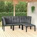 moobody 4 Piece Outdoor Patio Furniture Set Dark Gray Cushioned Seat Sectional Sofa Set Black Poly Rattan Conversation Set for Garden Deck Poolside Backyard