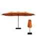 Clihome 15 Ft Outdoor Rectangular Crank Market Umbrella with Base Orange