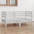 Suzicca Patio 2-Seater Sofa White Solid Wood Pine