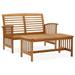 moobody 2 Piece Wooden Outdoor Conversation Set Garden Bench with Coffee Table Acacia Wood for Patio Backyard Balcony Terrace Furniture