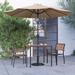 Merrick Lane Five Piece Faux Teak Patio Dining Set Includes 35 Square Table Two Club Chairs 9 Tan Patio Umbrella and Base