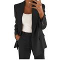 knqrhpse Lounge Sets for Women Workout Sets Two Piece Lapels Suit Office Business Button Formal Jacket + Pant Suit Slim LooseTrouser Jacket Suit Two Piece Sets for Women Sweat Suit 2 Piece Set Black L