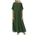 knqrhpse Summer Dress Plus Size Summer Dresses Size Retro Dress Short Sleeve Plus Causal Dot Dress Printed Polka Beach Women s Women s Dress Womens Dresses Green Dress 4XL