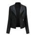 Dezsed Women s Zipped Notch Collar Moto Biker Jacket Clearance Women s Slim Leather Stand Collar Zip Motorcycle Suit Coat Jacket Tops Black S