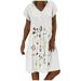 knqrhpse Casual Dresses Summer Dress Plus Size Summer Dresses Embroidered Women Sleeves Size Casual Plus V-Neck Short Short Dress Women s Dress Womens Dresses White Dress 3Xl