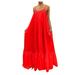 knqrhpse Maxi Dress Casual Dress Women Solid Dress Loose Backless Swing Strap Pocket Big Casual Dress Women s Dress Womens Dresses Orange Dress L