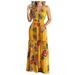 knqrhpse Beach Dresses for Women Maxi Dress Casual Dress Maxi Sleeveless Print Dress Dress Tropical Women Beach Backless Women s Dress Womens Dresses Yellow Dress L