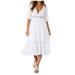 knqrhpse Casual Dresses Summer Dress Midi Dresses for Women Banquet Bridal Wedding Women s Stitching Deep Dress V Dress Lace Women s Dress Womens Dresses White Dress Xl