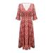 knqrhpse Casual Dresses Boho Dress Maxi Dress Casual Dress Women s Dress Bohemian Casual Printed V Neck Waist High Waist Long Dress Womens Dresses Red Dress Xl