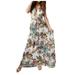 knqrhpse Summer Dresses for Women Maxi Dress Casual Dress Banquet Long Wedding Floral Dress Strap Women s Print Summer Women s Dress Womens Dresses White Dress S