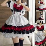 Sehao gothic dress Cat Girl Lolita Anime Cute Soft Girl Clothes Corset Lace Contrast Dress Women Girls Black Gothic Dress formal dresses for women Black 18