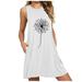 knqrhpse Sundresses for Women For Women Midi Dresses for Women Pocket Dandelions Womens Printing Sleeveless Nightdress Dresses Casual Women s Dress Womens Dresses White Dress 5Xl