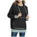 qucoqpe Womens Casual Hoodies Pullover Tops Drawstring Long Sleeve Crewneck Sweatshirts With Pet Pocket Fall Clothes on Clearance