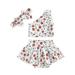 Musuos Baby Girls Floral Print One-shoulder Tank Tops Elastic Waist Shorts Headband