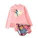 Toddler Baby Girls Boys Rash Guard Swimwear 2-Piece Long Sleeve Swimsuit Set with Ruffle Shorts Dot Bikini with UPF 50+ Sun Protection Rashguard Bathing Suit for 2-12T