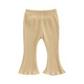 Infant Girls Flare Pants Solid Color Ribbed Trousers Elastic Waist Fall Bell Bottom Casual Leggings Clothes