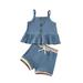 Rovga Girls Outfit Set Tops Shorts Solid Outfits Suspenders Dress Set Stripe Outfits Set For 18-24 Months