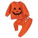 JYYYBF Kids Toddler Baby Girl Boy Halloween Outfits Long Sleeve Pumpkin Face Print T-Shirt and Pants Set Baby Clothes Suit