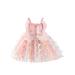 LisenraIn Toddler Baby Girls Dress 3D Butterfly Ruched Sleeveless Layered Cami Summer Casual Clothes Princess Dress