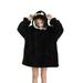 Suanret Family Matching Universal Warm Hooded Sweater Printing Home Clothes Winter Mink Wool Lazy Blanket Black Penguin Kid