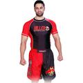 Woldorf USA Rash Guard Color Black/Red Half Sleeve Size XS Killer Logo Fitness Rash Guards Grappling Kickboxing Rash Guards Fighting Muay Thai Training Rash Guards