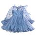 Lovskoo 2024 Baby Girls Princess Dresses Long Sleeve Tulle Dress Baby Clothes Toddler Polka Dot Print Mesh Dress Fashion Skirt Blue