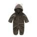 Taqqpue Newborn Baby Boys Girls Hooded Romper Plush Cute Bear Ears Unisex Infants Cotton Button Jumpsuits Onesie Outfits Fall Winter Baby Clothes Size 0-12M
