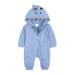 Taqqpue Newborn Toddler Baby Boy Girl Hooded Romper Unisex Infants Cotton Cartoon Shark Zipper Jumpsuits Solid Onesie Outfits Baby Boy Clothes Size 0-24M