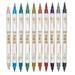 Trayknick 10Pcs Calligraphy Pens Smooth Writing Vivid Color - Double Head Design Ultra-Light Excellent Saturation Practicing Calligraphy Plastic Colorful Fine Point Marker Drawing Art Pens for School