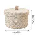 Collapsible Storage Basket Jute Rope Basket with Lid Round Woven Basket with Linen Lining Desktop Organizer Jewelry Cosmetics Key Storage Box Small Basket for Decor