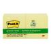 Post-it Original Recycled Note Pads 3 x 3 Canary Yellow 100 Sheets/Pad 12 Pads/Pack(MMM654RPYW)