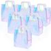 NOGIS 6 Pcs Holographic Gift Bags 11 x 9.8 x 5.9Inches Clear Reusable Gift Bag with Handles Waterproof Transparent Tote for Women Girl Party Birthday Christmas Travel Festival Wedding Shopping