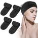 Headband for Washing Face 4Pcs Spa Headband Makeup Headband for Woman Non-Slip Adjustable Skincare Headbands for Shower Facial Mask Yoga Sports (Black)