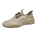 ZIZOCWA Lightweight Men S Lace Up Sport Shoes Non-Slip Soft Sole Mesh Breathable Casaul Walking Shoes Wide Width Tennis Work Sneakers Beige Size45