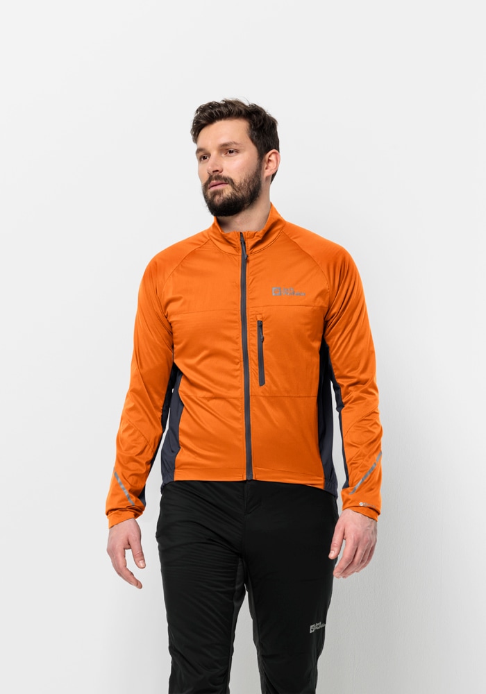 Fahrradjacke JACK WOLFSKIN "MOROBBIA ALPHA INS JKT M", Herren, Gr. L (52), orange (blood, orange), 1. OBERSTOFF 100% POLYAMID 2. OBERSTOFF 88% POLYAMID, 12% ELASTHAN 1.FUTTER 100% POLYESTER 2.LINING 100% POLYESTER, Jacken Image