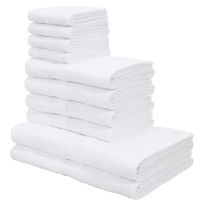Handtuch Set MY HOME "Vanessa, 10-tlg Handtuch-Set, Duschtücher, Handtücher und Gästetücher", weiß, 10 tlg., Walkfrottee, Walkfrottee, Obermaterial: 100% Baumwolle, Handtuch-Sets, 100% Baumwolle, einfarbig, weich, saugstark, mit Bordüre Image
