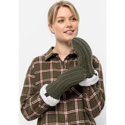 Fäustlinge JACK WOLFSKIN "HIGHLOFT KNIT MITTEN W", Damen, Gr. M (38/40), grün (island, moss), OBERSTOFF 100% POLYESTER F