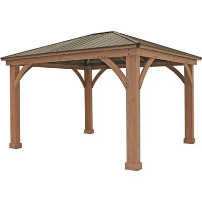 Holzpavillon WESTMANN "Devon 12x14", beige (natur), B/H/T: 366cm x 317cm x 427cm, Pavillons, BxT: 366x427 cm