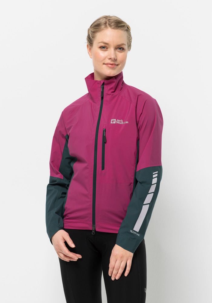 Fahrradjacke JACK WOLFSKIN "MOROBBIA 2.5L JKT W", Damen, Gr. M3840, pink (new, magenta), OBERSTOFF 100% POLYESTER FUTTER 100% POLYESTER, Jacken Image