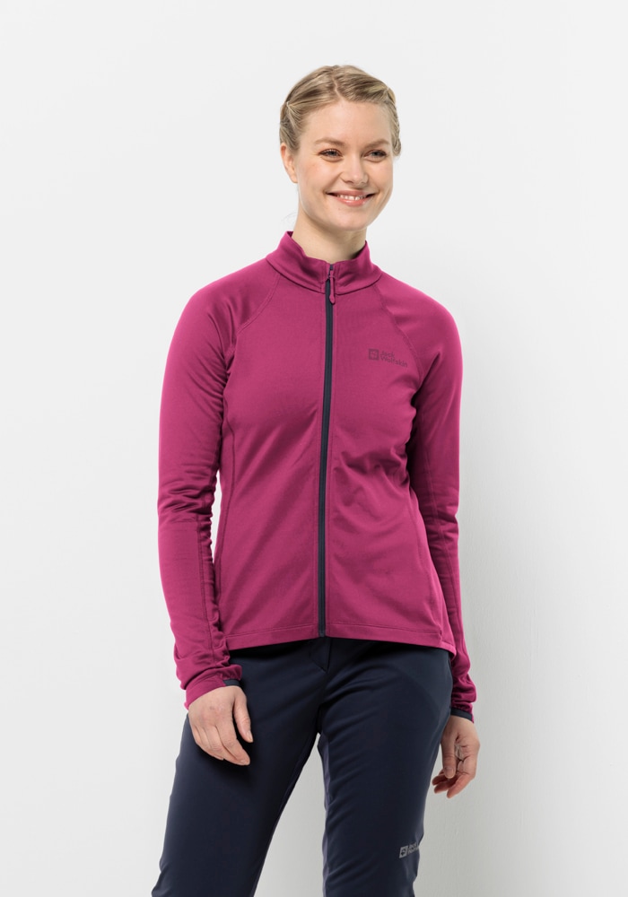 Fahrradjacke JACK WOLFSKIN "MOROBBIA FZ W", Damen, Gr. L (42/44), pink (new, magenta), OBERSTOFF 91% POLYESTER, 9% ELASTHAN LINING 100% POLYESTER, Jacken Image