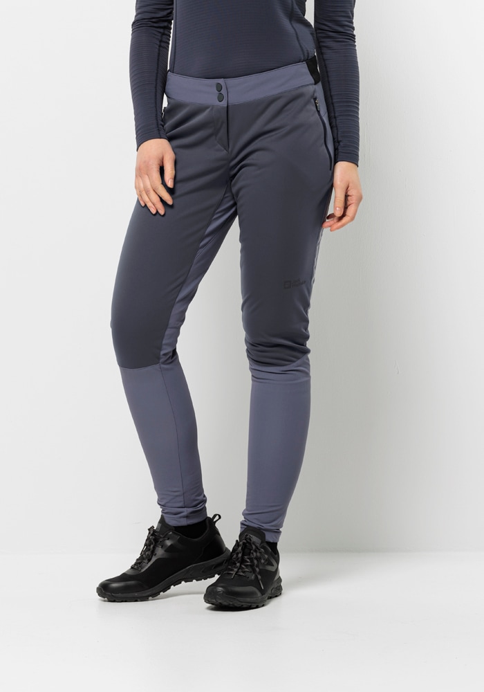 Fahrradhose JACK WOLFSKIN "MOROBBIA PANTS W", Damen, Gr. 36, Normalgrößen, grau (graphite), 1. OBERSTOFF 100% POLYESTER 2. OBERSTOFF 91% POLYAMID, 9% ELASTHAN, Hosen Image