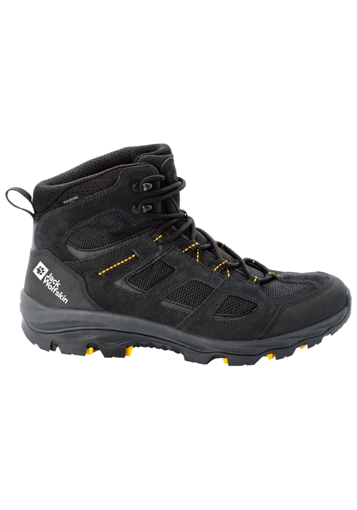 Wanderschuh JACK WOLFSKIN "VOJO 3 TEXAPORE MID M", Herren, Gr. UK6-EU395, Normalschaft, gelb (schwarz, burly, gelb, xt), Main Material Second Material 100% Polyamide Lining Sole 100% Rubber/ EVA, Schuhe Wanderschuh