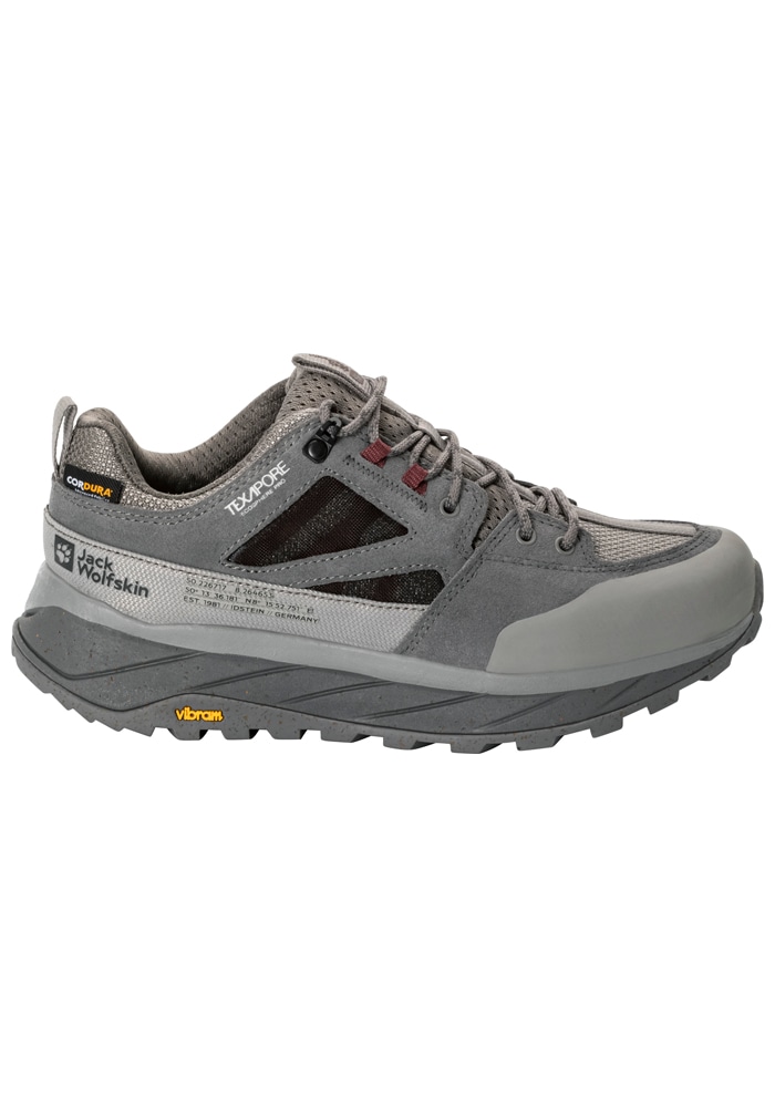 Hikingschuh JACK WOLFSKIN "TERRAQUEST TEXAPORE LOW W", Damen, Gr. UK65-EU40, Normalschaft, grau (smokey, grau), Obermaterial:Leather / Futter: Textile TEXAPORE ECOSPHERE PRO / Sohle: Rubber / EVA, Schuhe